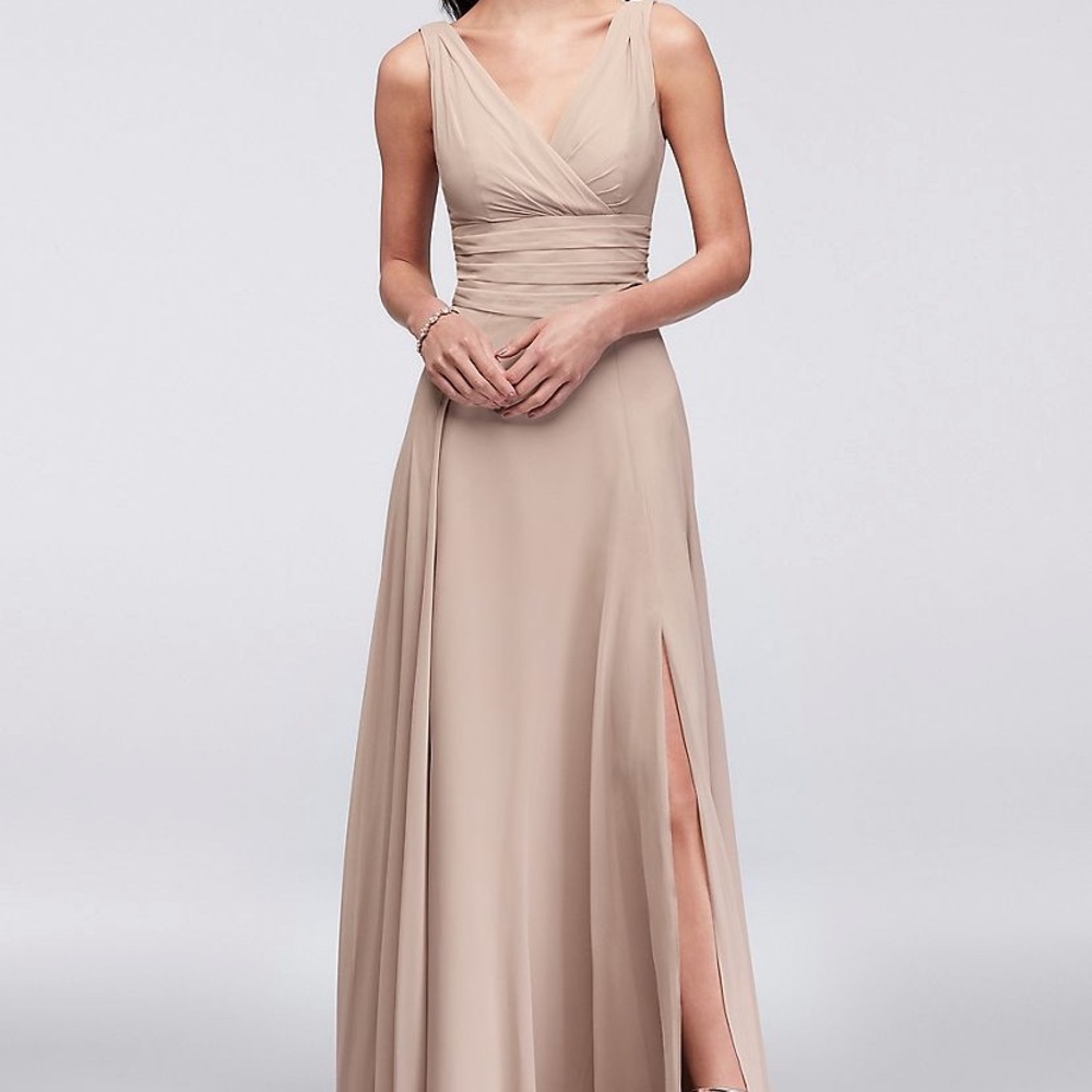 David’s Bridal Surplice Tank Long Chiffon Dress